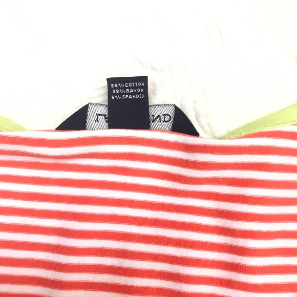 HPx2 🎉 LANDS END Coral/White Nautical Striped Knit Dress Neon Trim M - Picture 7 of 8